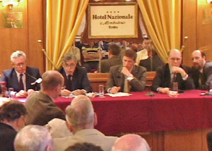 
Roma, 6 giugno. Da sinistra: Giulio Tremonti, Alfoso Gianni, Andrew Spannaus, Lyndon LaRouche, Claudio Celani